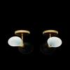 1950's Mid Century Brass Italian Diabolo Wall Sconces Shiny White and Black Wall Sconce Light Fixture Bulb Pair Custom Wall Sconce