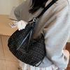 2025 New Ins Woolen Plaid Backpack Retro Versatile Woolen Shoulder Bag Large Capacity Tote Bag Women
