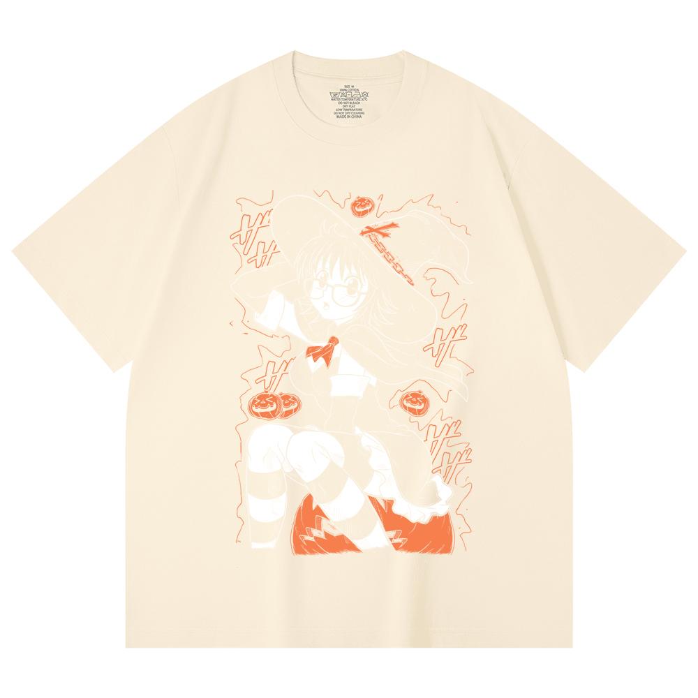 230 g/m² 100% Bawełna HXH V11 Shizuku Nadruk Halloweenowy Unisex Ciężka Bawełniana Koszulka