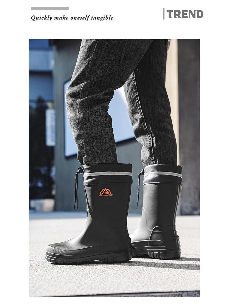 Men's Waterproof Non-Slip Mid-Calf Rain Boots - Korean Style Fashion for All Seasons
