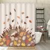 1Pc Autumn Home Decor Thanksgiving Cartoon Falling Maple Leaves Animal Hedgehog Shower Curtain Polyester Fabric Machine Washable