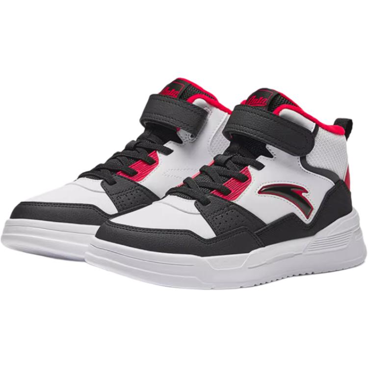 Anta Comfortable Simple Non-Slip Wear-Resistant Mid-Top Kids Skate Shoes Kids Sneakers White Red A12446931-1