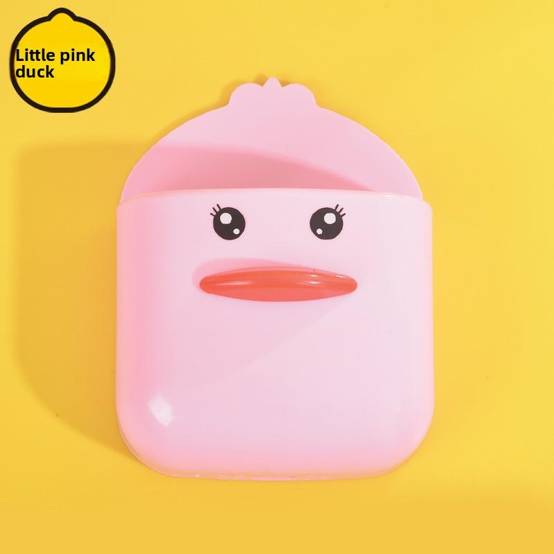 Non-punching Cartoon Yellow Duck Storage Box, Bedside Hanging Stand, Draining Wall-mounted Mobile Phone Charging Stand, Storage Rack
