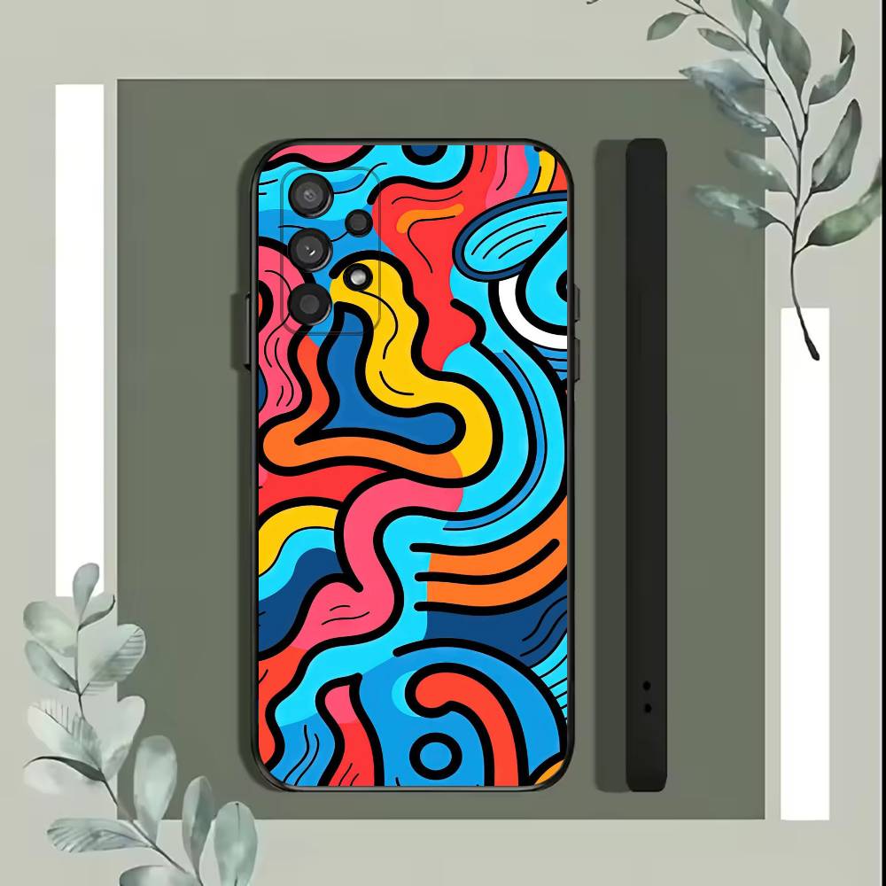 Colorful Lines Graffiti  Phone Case For Samsung S25,S24,S21,S22,S23,S30,Ultra,S20,Plus,Fe,Lite,5G Black Cover