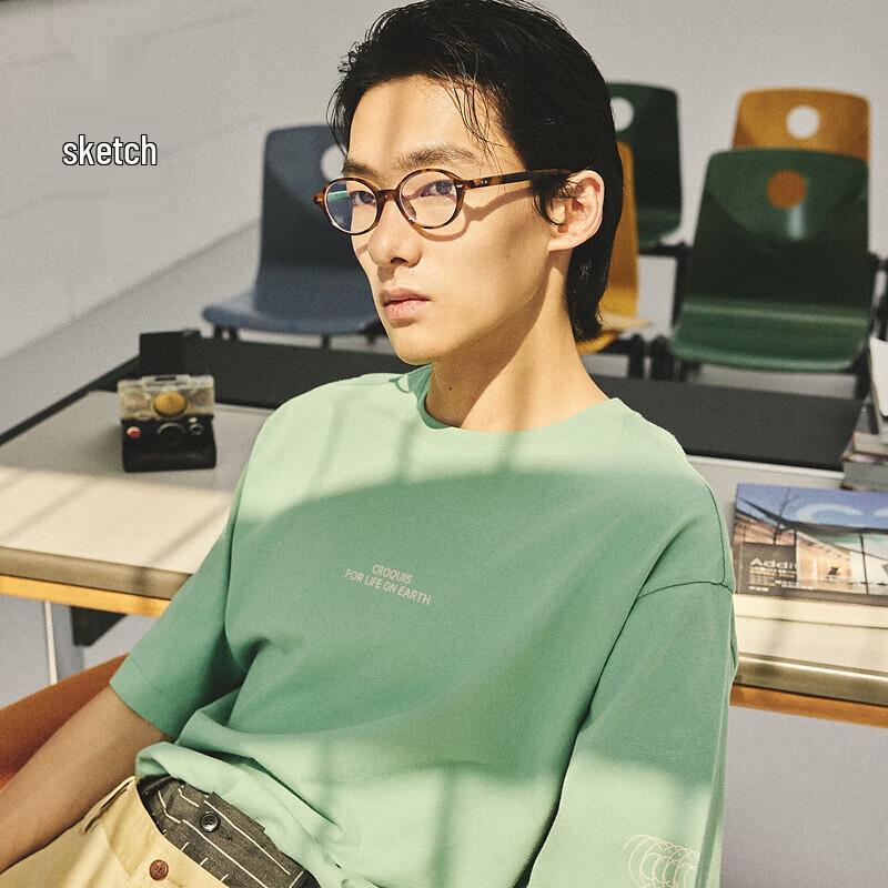 Men s 2024 Spring Loose Round Neck Short Sleeve T-Shirt S