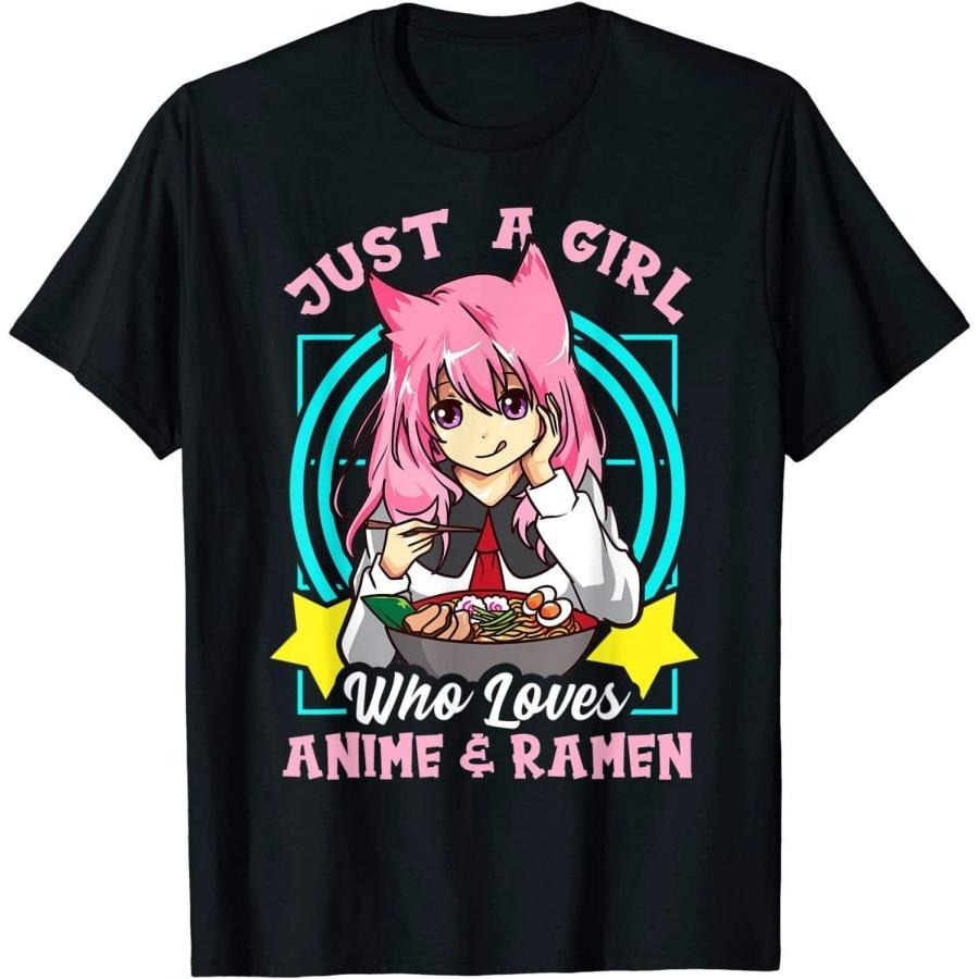 BINA STORE Just A Girl Who Loves Anime and Ramen Bowl Teen Girls T-Shirt N280321 Black XXXXXL разноцветный
