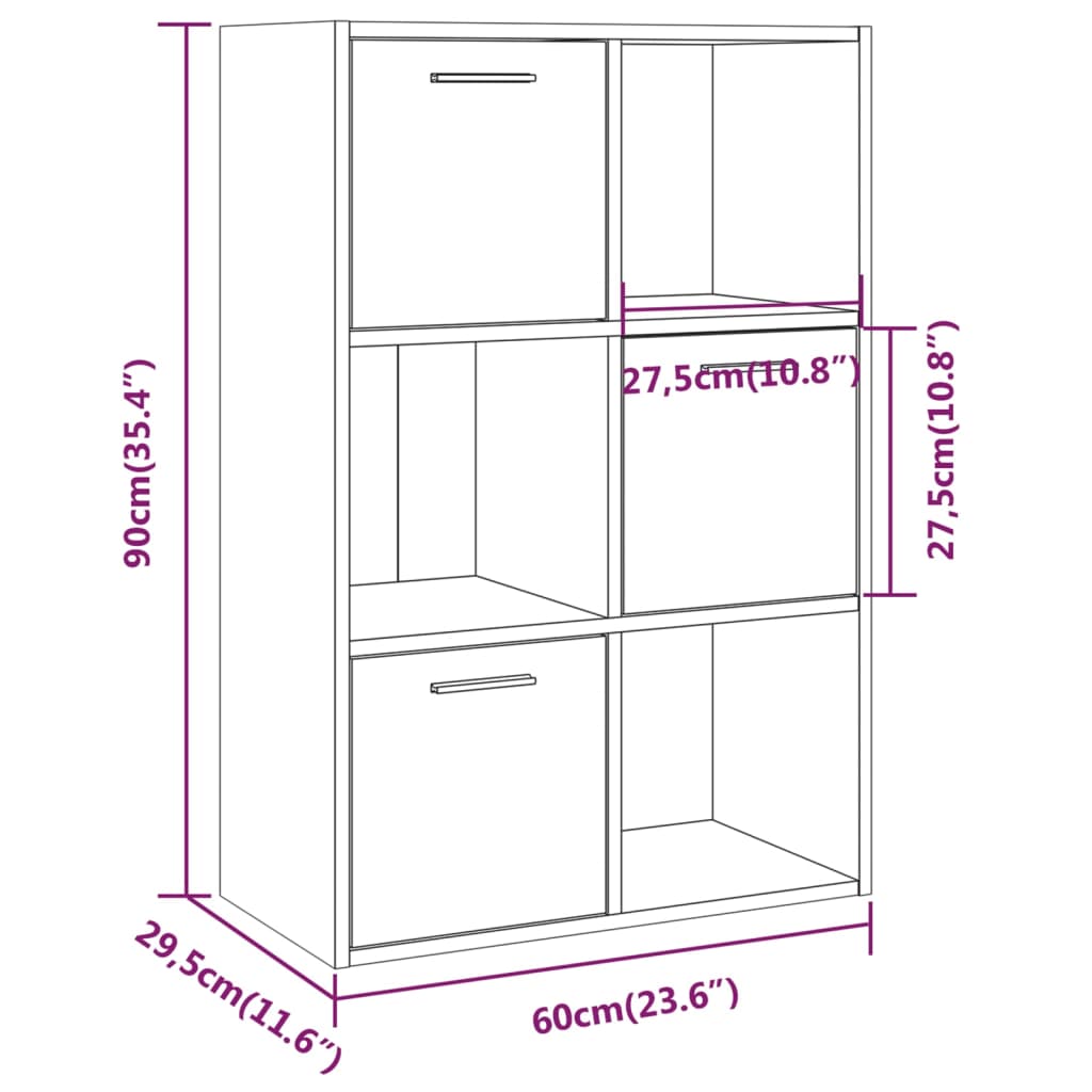 Storage Cabinet Grey Sonoma 60 x 29.5 x 90 cm
