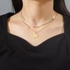 Cazador 2025 Lucky Clover Pendant Necklace Stainless Steel Gold Color Double Layer Chain Necklaces for Women Girls Jewelry Gift