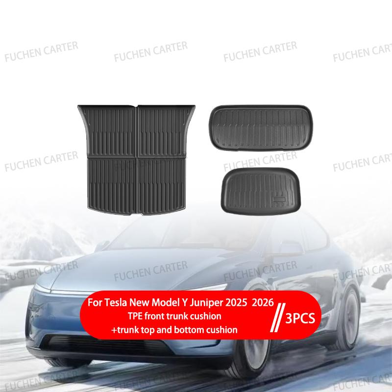 For Tesla New ModelY Juniper2025 2026 TPE metal pedal foot pad Waterproof Luggage Mat Wear-resistant Foot Pads ModelY Trunk Mats