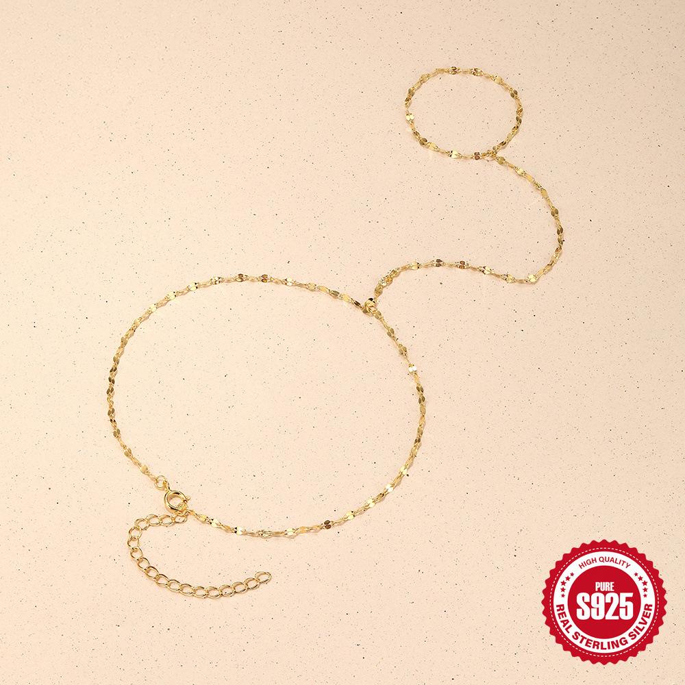 925 Sterling Silver Fashion Simple Lip Chain Anklet Women'S Universal Toe Chain Original Design Chain Jewelry