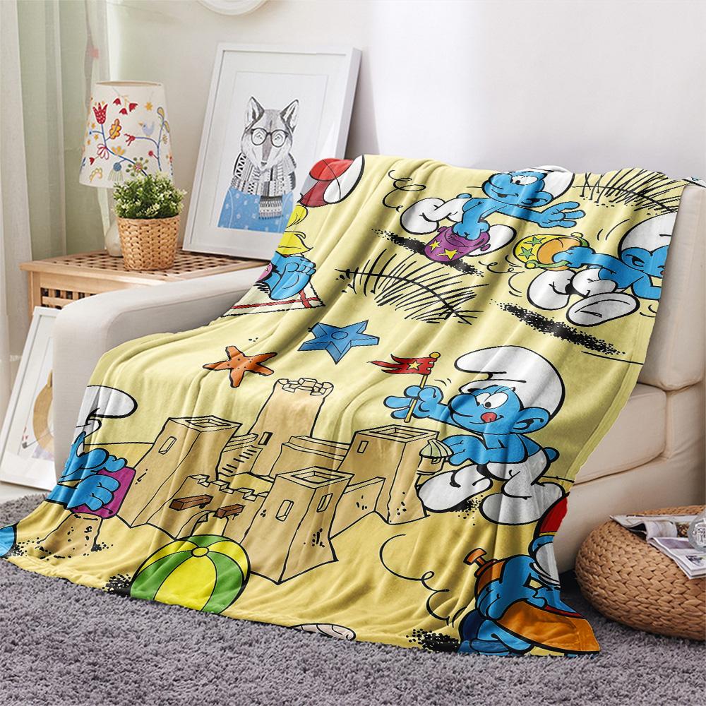 The Smurfs Flannel Blanket, High quality Comfortable for All Seasons, Home Decor, Warmth and Comfort