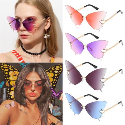 Decorations Fashion Metal UV Protection Rimless Sunglasses Butterfly Sunglasses Retro Sun Glasses
