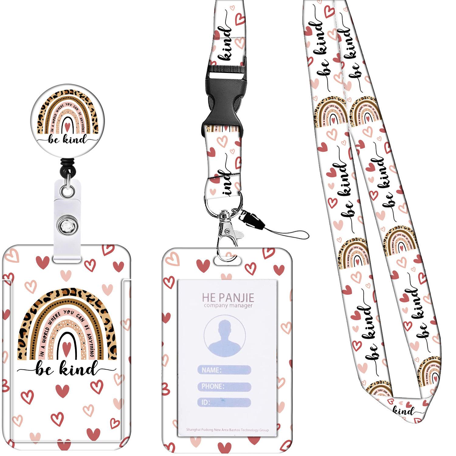 

Выдвижной держатель для бейджа с леопардовым принтом, с держателем для карт, шейным шнурком, стильный брелок для ID-карты, бейджа работника, для женщин