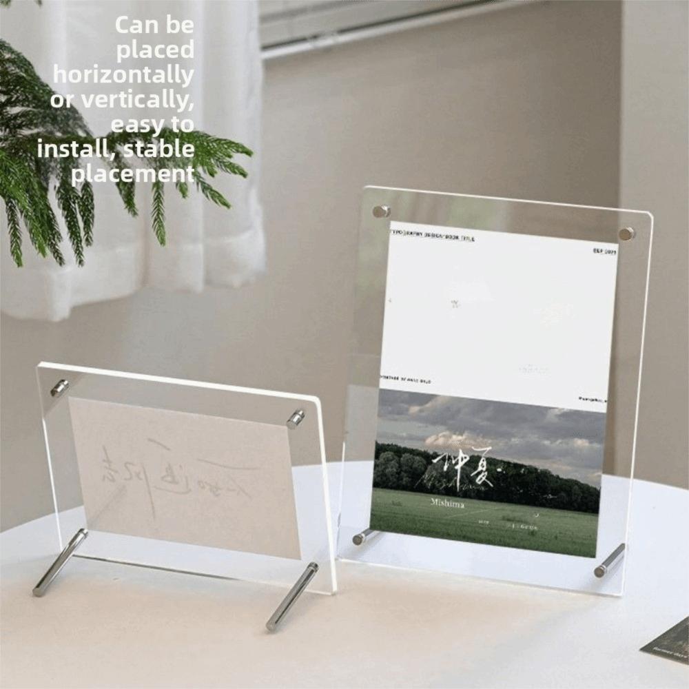 Horizontal Transparent Photo Frames Rectangular Poster Display Stand Collection Display
