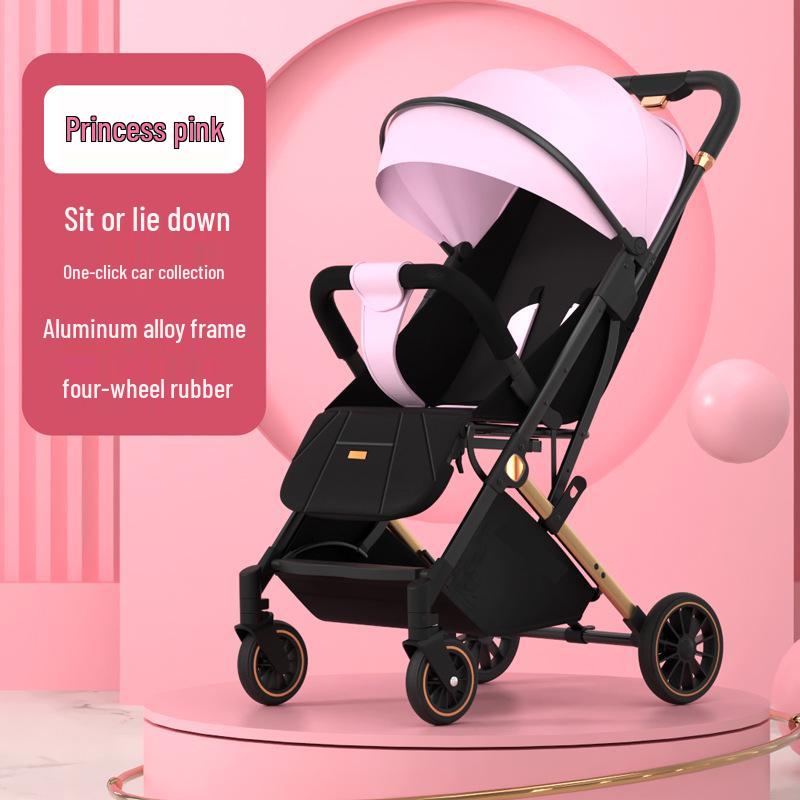 Lightweight Baby Stroller: Sit and Lie, One-Key Fold, Four-Wheel Shock Absorption, Outdoor Umbrella Car.