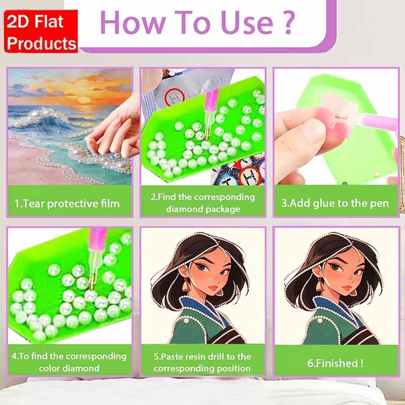 Disney Pearl Painting Mulan 5D DIY Pearl Picture Crafts for Adults/Beginners Gift Ideas Home Decor