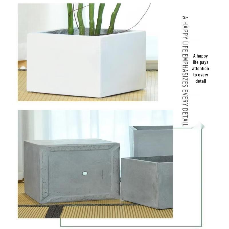 MOJY Square Cement Gray Magnesium Clay Planter