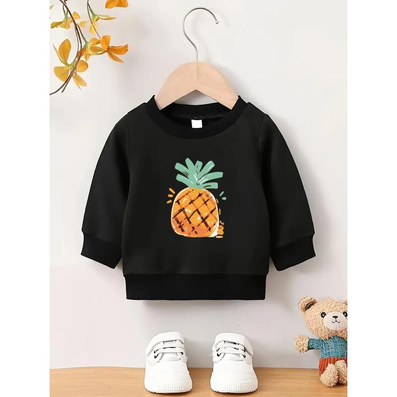 Adorable Cartoon Print Design, Comfortable And Easy Sweatshirt for Baby Girls, Perfect for Spring And Autumn