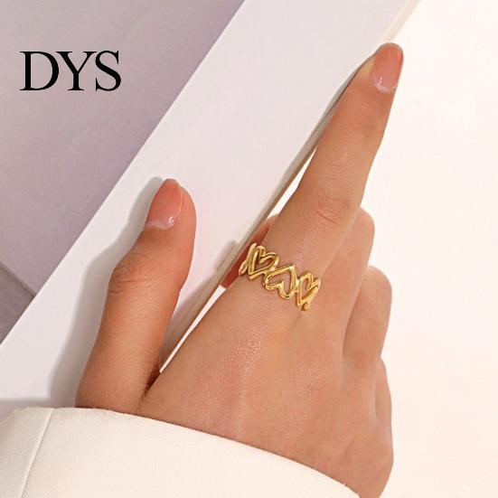Adjustable Women Ring Open Golden Color Heart Line Cross Leaf Shape Finger Polished Hip Hop Style Paty Club Lady Jewelry