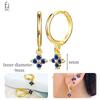 925 Silver Ear Buckles Fashion Hoop Earrings Dark Blue Crystal Pendant Gold Earrings High Women's Jewelry Luxury Gifts