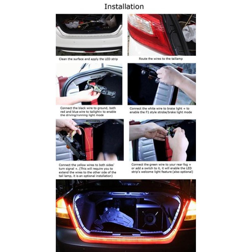 48-Inch Multi-Color Trunk Lid Gap LED Strip For Car SUV Tailgate Decoration