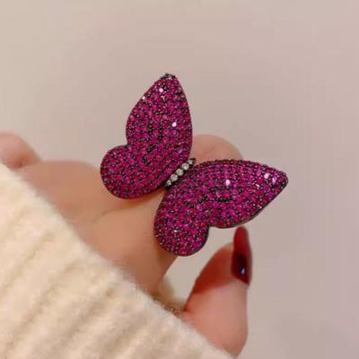 Blue Crystal Full Inlaid Zircon Butterfly Brooch Pins for Women Rhinestone Insect Corsage Wedding Party Jewelry Best Gift