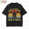 Skip A Straw Save A Turtle Vintage Oversized TShirt UF