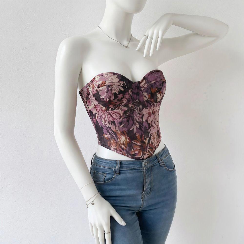 Boned Floral Underwired Corset Multi-Color Strapless Corset Top Women's Shapewear  Daily Streetwear