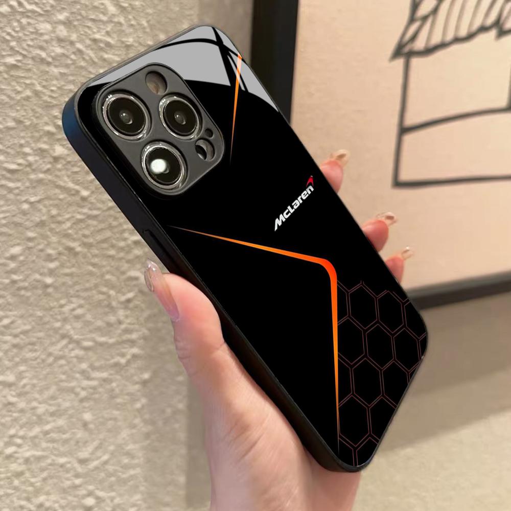 SuperCar M-McLarenS Phone Case for Iphone 16 15 14 12 11 13 Pro Max Mini 8 X Xr Xs Puls Black Glass Cover