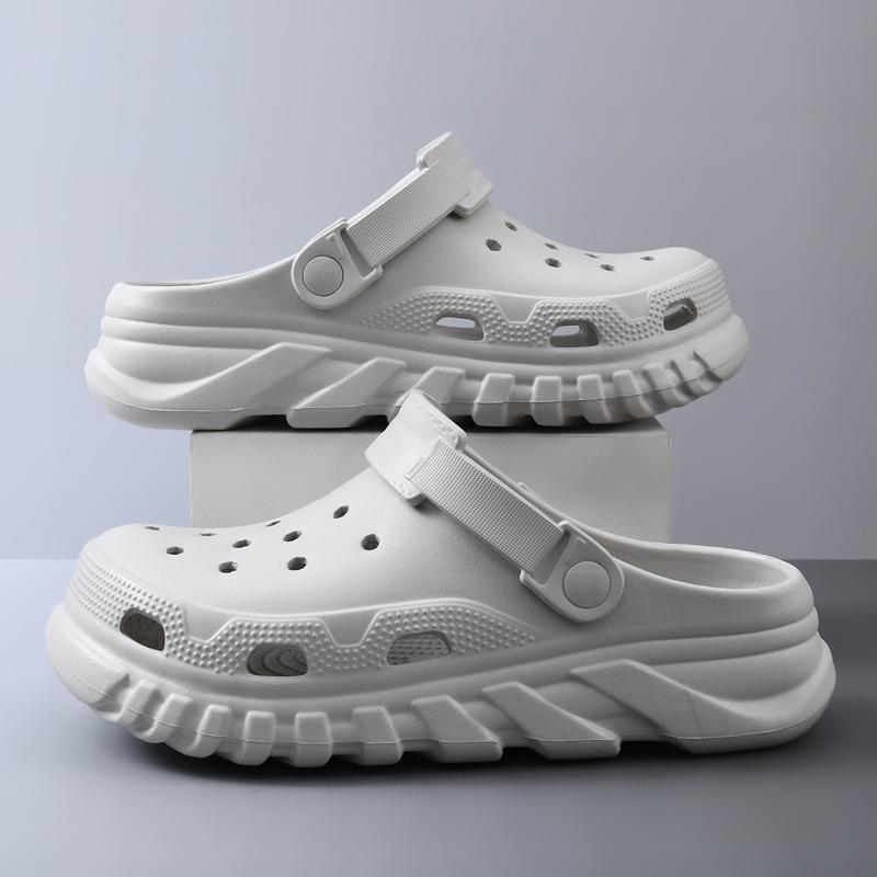 

Пара шлепанцев с отверстиями Xia Liang, EVA, уличные, мужские и женские, модные, легкие, однотонные, с закрытым носком, на мягкой подошве, пляжная обувь 44-45