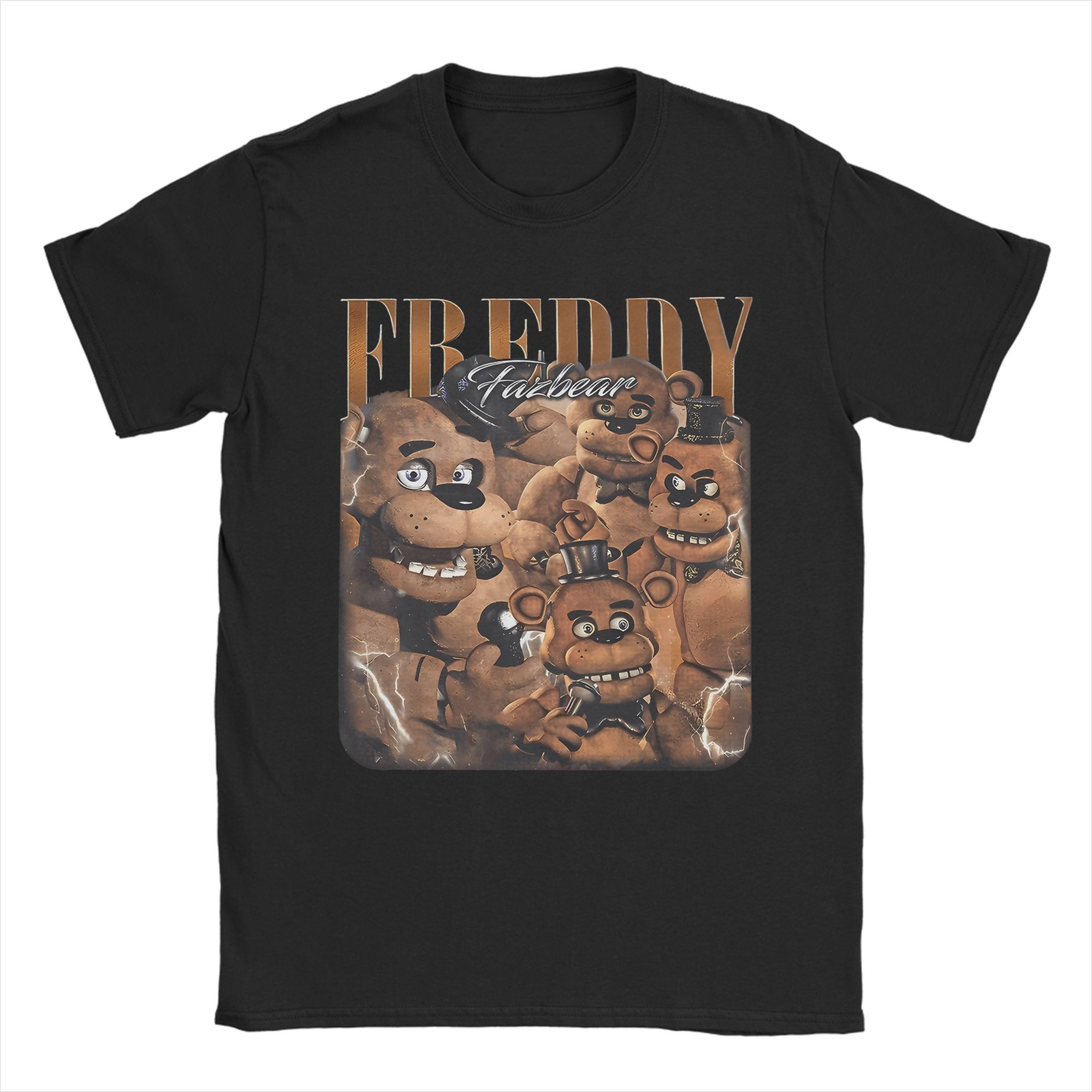 

Unisex TShirts FNAF At Freddys Humor Pure Cotton Tees Short Sleeve T Shirts O Neck Clothing Plus Size 2XL
