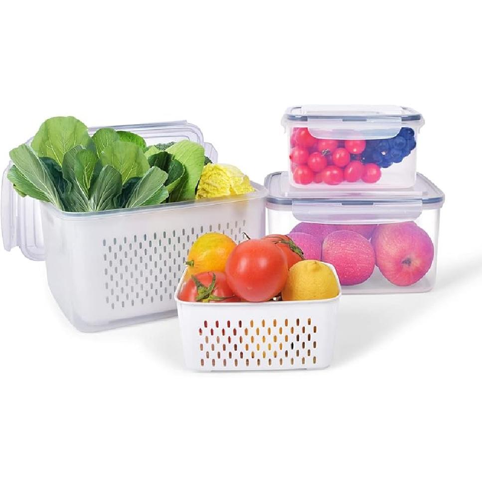 Fruit Vegetable Storage Containers for Fridge3 PCS Produce Saver Containers for Refrigerator Organizer BinsPlutuus BPA free Plastic Produce Keepers 3-packs 11690₽