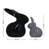 Home Decor Ceramic Rabbit Figurines (Set of 2, Black and Grey)