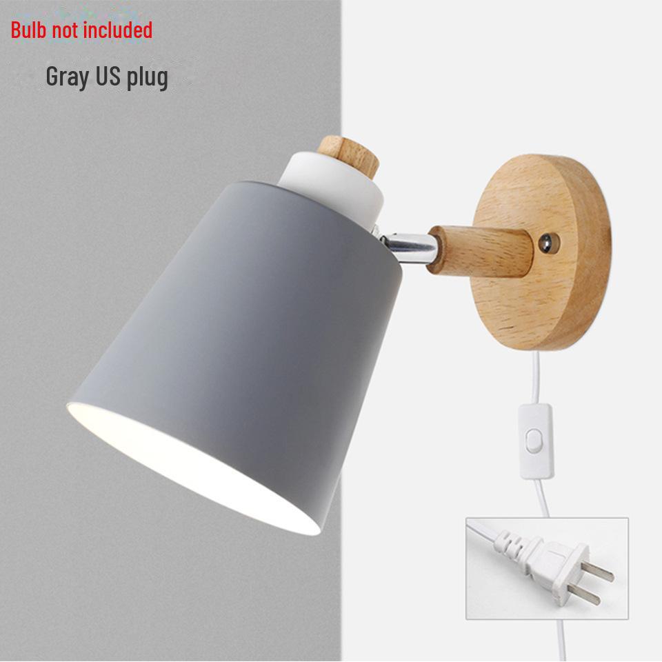 

Современный настенный светильник Macaron на прикроватной тумбочке с деревянной вилкой-выключателем - скандинавский стиль US Plug (Excludes bulb)