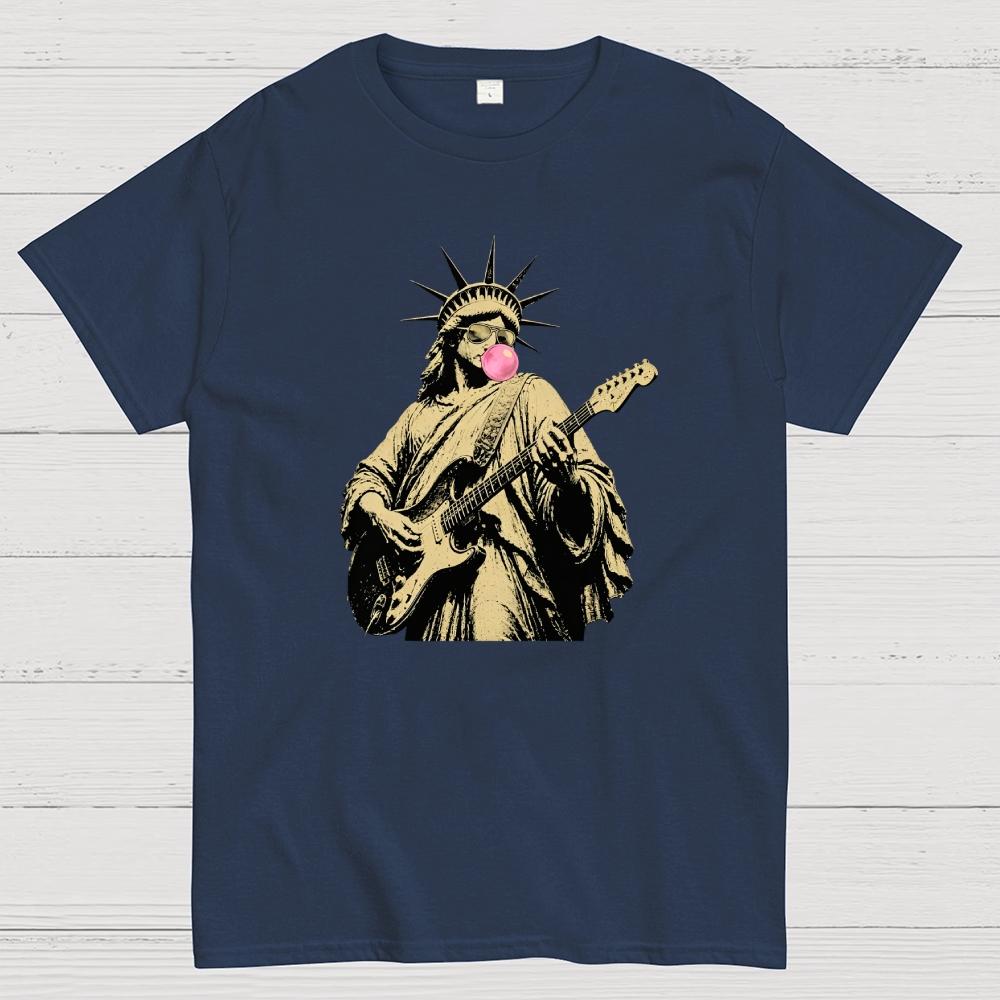 Statue of Liberty Guitar – America 250 Cotton Casual Cool Loose T-Shirt