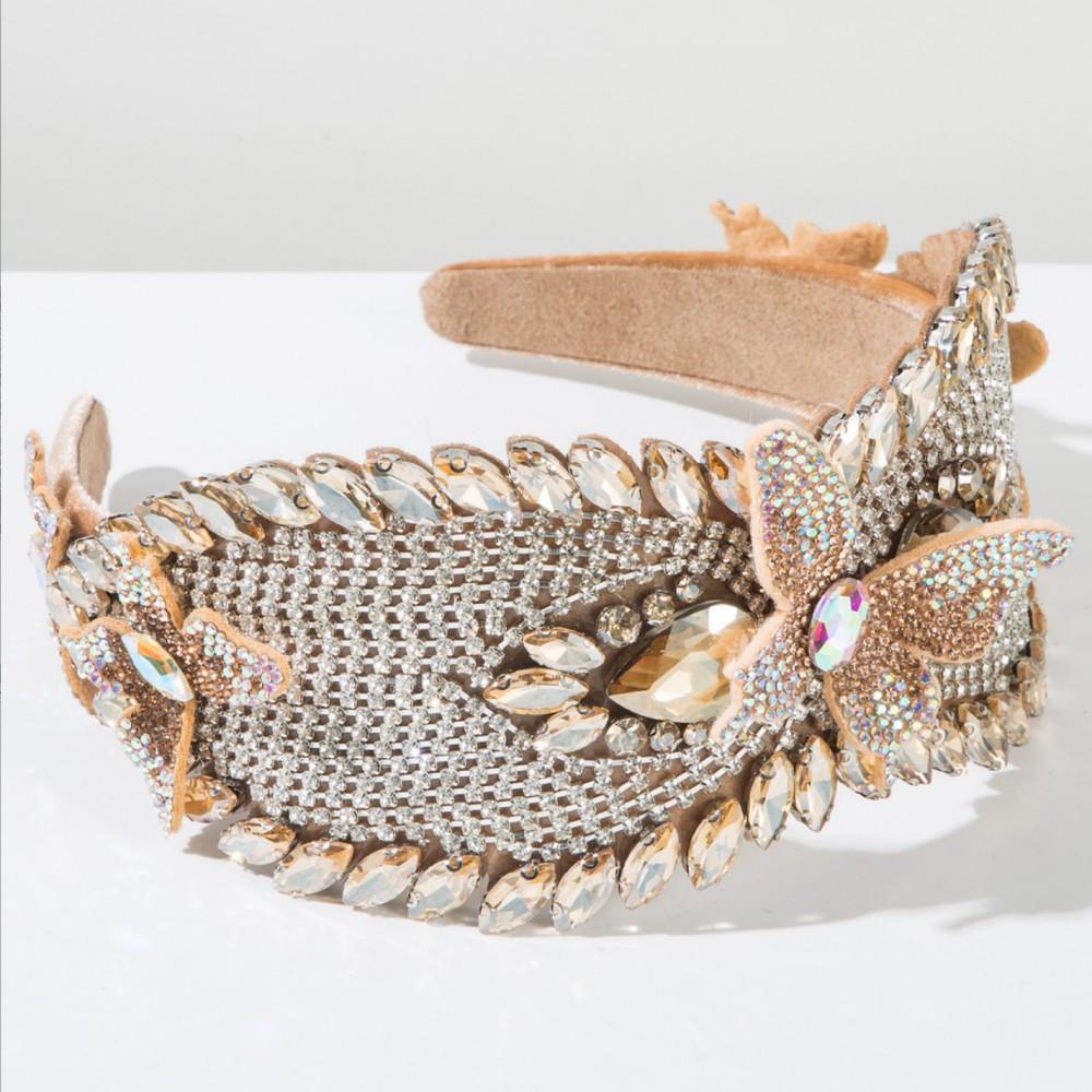 Luxurious 3D Butterfly Headbands Rhinestone Chain Sparkling Hairband Hair Accessories For Women's Party Hair Band Hoop Headwear