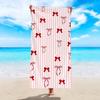 Pink Striped Bow Print Beach Towel Cute Girly Bow Pattern Quick Dry Sand Free Absorbent Lightweight Towel for Beach Pool Travel
