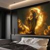 2D Blessed Mother Mary Tapestry Religious Statue with Golden Light and Moon Wall Decor Cloth for Home & Bedroom
