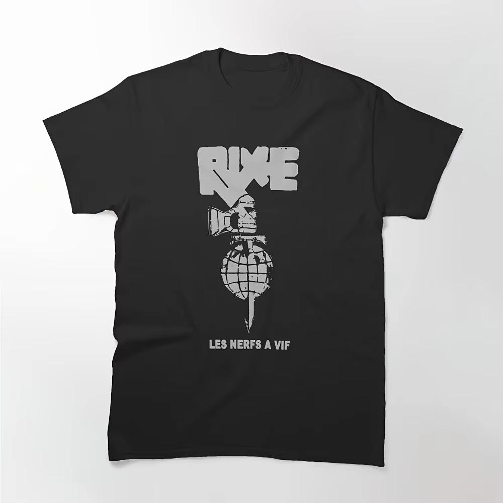 Rixe Мужская Панк Oi Графичная Футболка Французский Текст Черный Круглый Вырез Уличный Стиль Футболка Хардкор Панк Рок Группа Футболка Все Сезоны XL