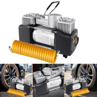 12V 150PSI Robustní Deluxe Přenosný Kovový Vzduchový Kompresor Auto Nafukovací Pumpa s Manometrem Dvouválcový Mini Kompresor