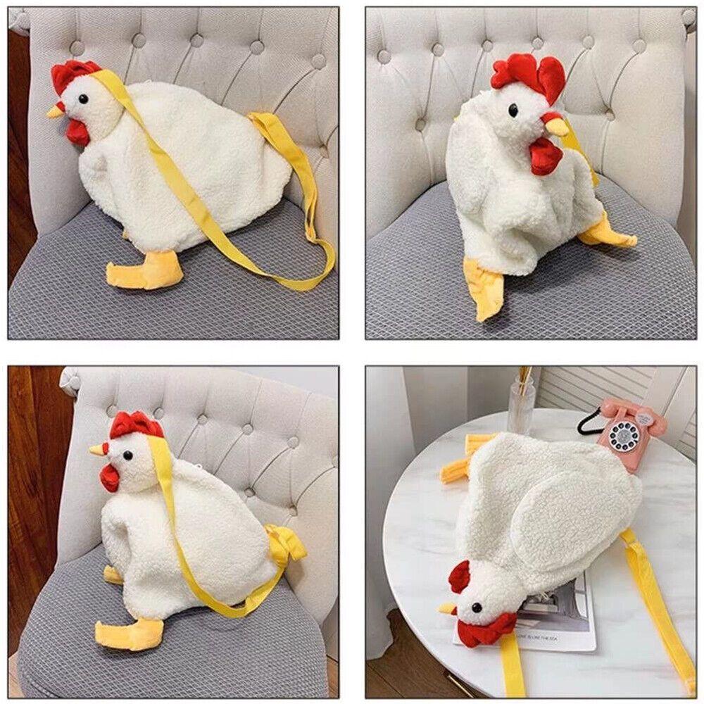 Fashion Women Hen Shape Plush Bag Cute Cartoon Chicken Shoulder Bag Work Travel Satchel For Women Girl Handbags Crossbody Bag