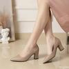 Ladies' Trendy New Pointed Commuting High Heels with Matching Shoes Shallow and Thick Matching Shoes That Are Versatile Platform