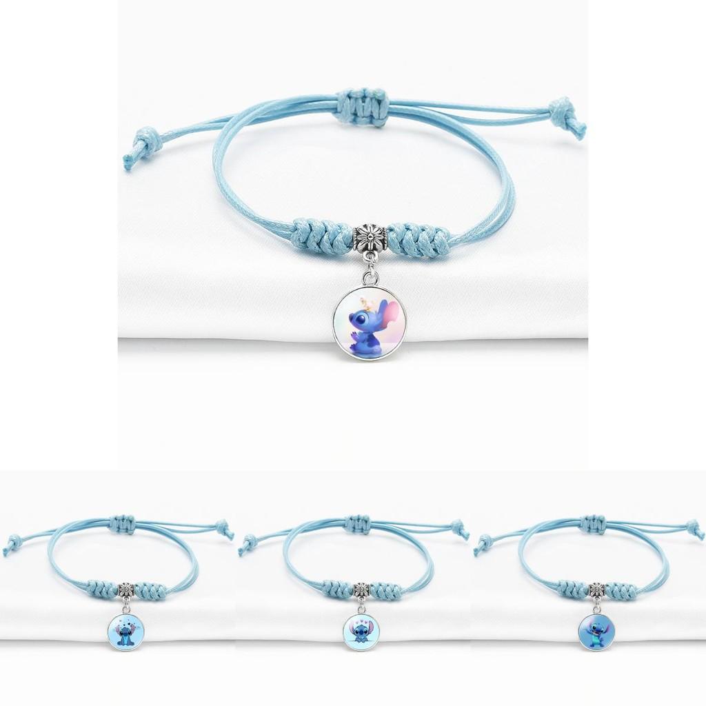 Stylish Anime Stitch Bracelet With Adjustable Blue Cord For Unisex Use