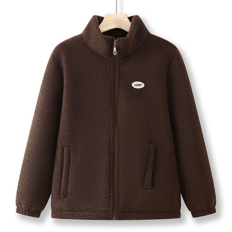 

Осенне-зимняя куртка из овечьей шерсти, зимнее толстое теплое хлопковое пальто с плюшевой подкладкой, большого размера, свободного кроя из овечьей шерсти XL кофейный