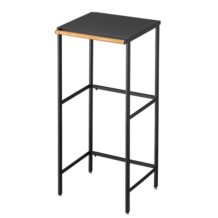 Yamazaki Expandable Over-Trash Can Rack, Black, W42.5-76 X D42.5 X H90cm, Tower Kitchen Rack with Hooks, 5327