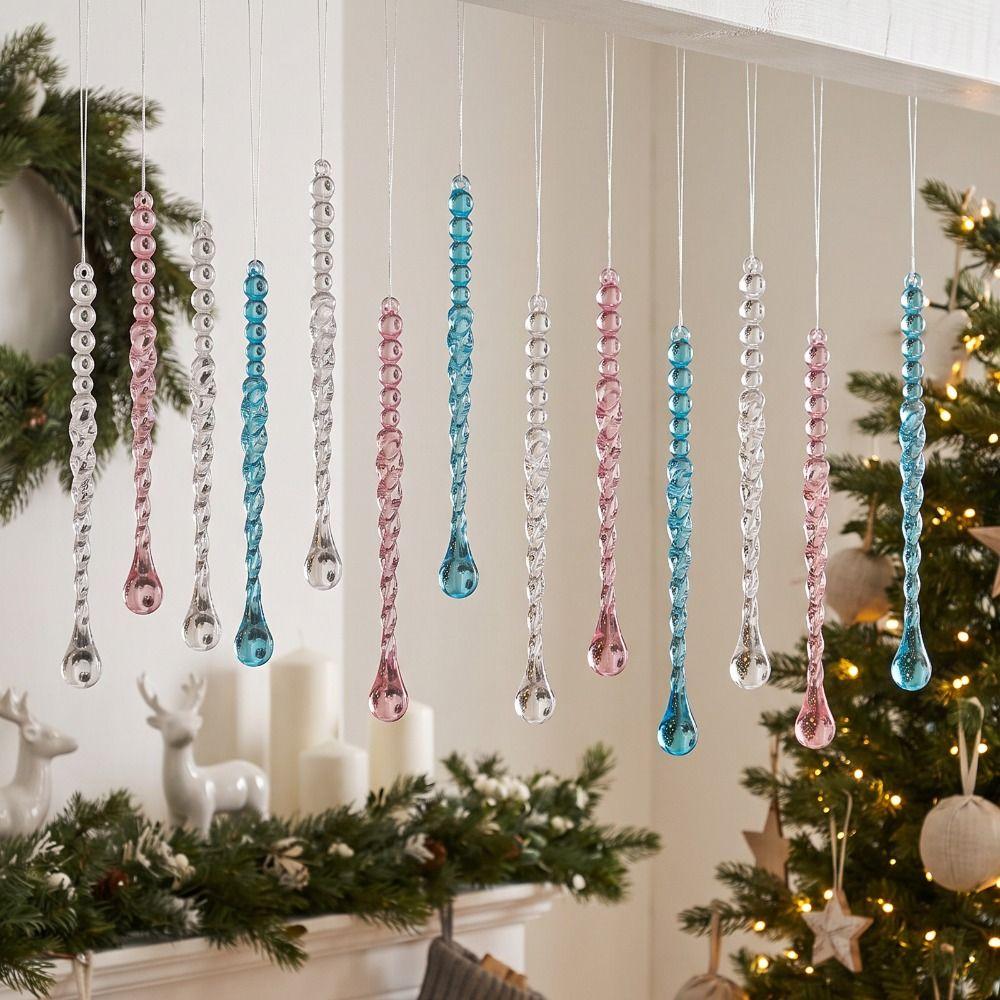 Transparent Christmas Hanging Pendants Twist Bead Drop Ornaments  Holiday Party Decoration
