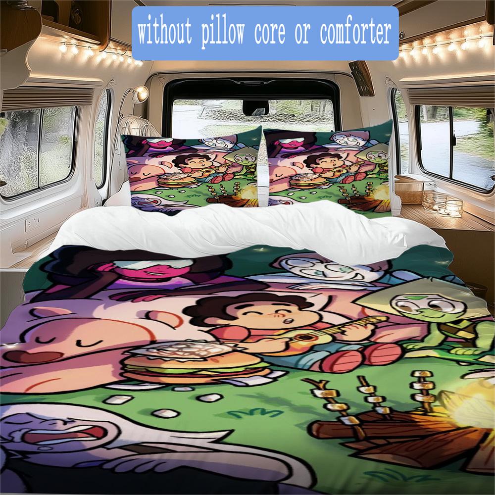 Steven Universe Pattern Bedding,Quilt Set Quilt Cover Pillowcase Home Birthday Gift (1*duvet Cover+2*pillowcase,without core)XSJT0917476