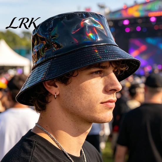 Three-dimensional Bucket Hat Hat, Three-Dimensional Wide Brim Fisherman Waterproof Imitation Leather Cool Metallic Deep Barrel Shine Sun Stage