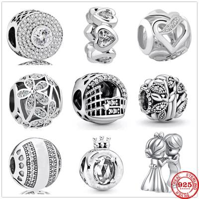 Ajustement Original pendentif breloques Bracelet 925 en argent Sterling blanc zircone famille vie arbre breloque perle bijoux à bricoler soi-même faisant