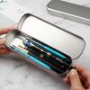 Mini Metal Pen Case with Cushion Pocket Hinged Tin Box Fountain Pen Holder for Students Office Women Men Business Travel